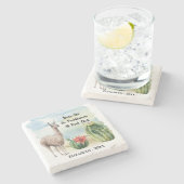 ブッククおもしろいラブラマカクタスウォーターカラーモノグラム ストーンコースター (横)