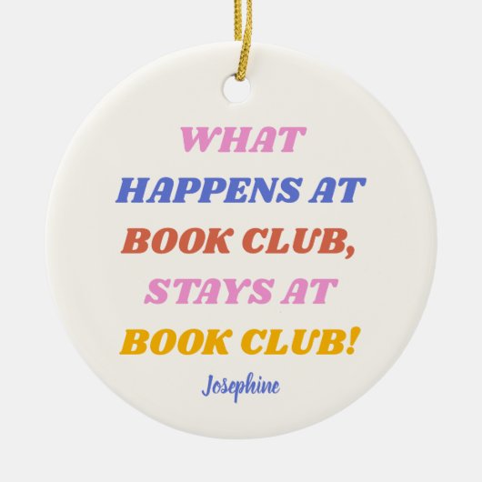 ブッククおもしろいラブ引用文カラフル名パーソナライズされた セラミックオーナメント (正面)