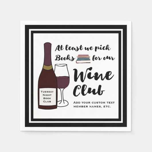 ブッククおもしろいラブ | Drink Wine Club Girls Night Out スタンダードカクテルナプキン (正面)
