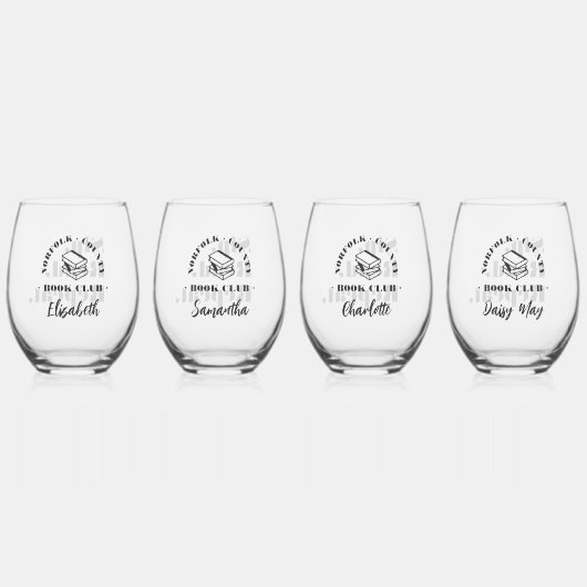 ブッククモダンラブおもしろい名前をカスタムする ステムなしワイングラス (裏面)