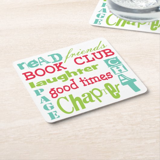 ブッククラブのタイポグラフィの地下鉄の芸術 スクエアペーパーコースター (アングル)