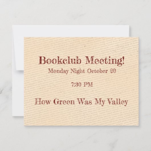 ブッククラブのリマインダー (正面)