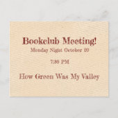 ブッククラブのリマインダー ポストカード (正面)