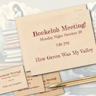 ブッククラブのリマインダー ポストカード