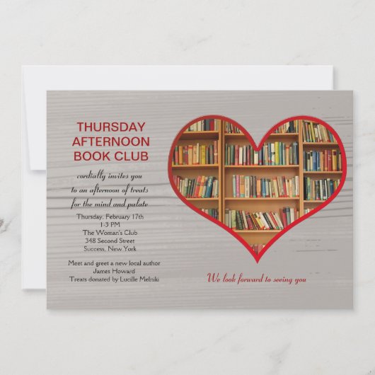 ブッククラブの招待状を読む愛 招待状 (正面)