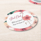 ブッククラブのBibliophileの本みみずの上品のフラミンゴ ラウンドペーパーコースター (アングル)