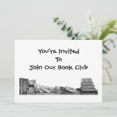 ブッククラブへの招待：鉛筆画と本 招待状 (スタンド正面)