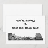 ブッククラブへの招待：鉛筆画と本 招待状 (正面/裏面)