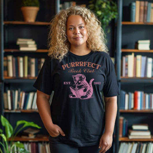 ブッククラブキャットパーフェクト プラスサイズTシャツ