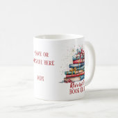 ブッククラブクリスマス名前をカスタムする コーヒーマグカップ (正面右)