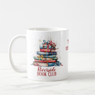 ブッククラブクリスマス名前をカスタムする コーヒーマグカップ