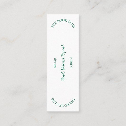 ブッククラブクレストが繰り返し読について話し合う スキニー名刺 (正面)