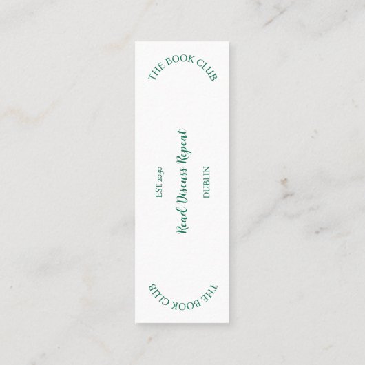 ブッククラブクレストが繰り返し読について話し合う スキニー名刺 (裏面)