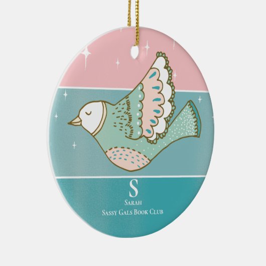 ブッククラブグループミーティングモノグラム会員リーダー セラミックオーナメント (右)