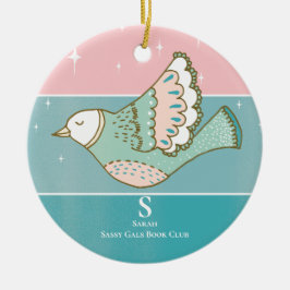 ブッククラブグループミーティングモノグラム会員リーダー セラミックオーナメント