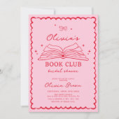 ブッククラブハンドドローブライダルシャワー 招待状 (正面)