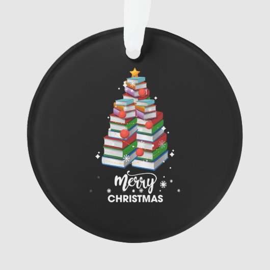 ブッククリスマスツリークリスマスの贈り物ブックラバーズリブ オーナメント (正面)
