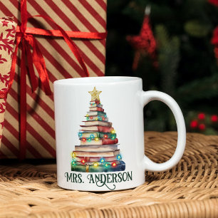 ブッククリスマスツリー先生ブックラバーズ名 コーヒーマグカップ