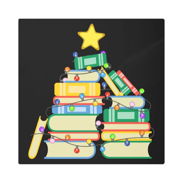 ブッククリスマスツリーII メタルプリント (正面)