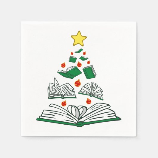 ブッククリスマスツリーIII スタンダードカクテルナプキン (正面)