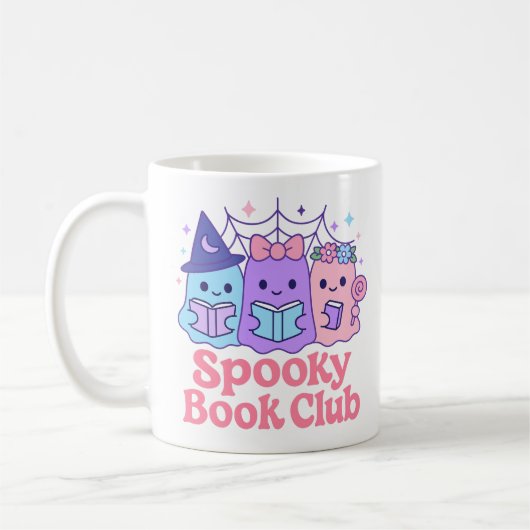 ブックク不気味ラブかわいい幽霊読ズ コーヒーマグカップ (左)