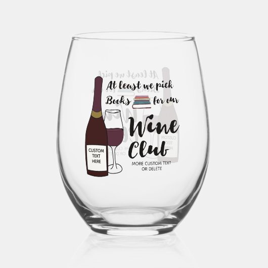 ブックグルーおもしろいプリアルワインクラブカスタム ステムなしワイングラス (裏面)