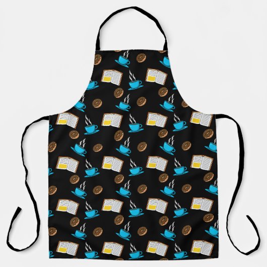 ブックコーヒーとドーナツの漫画 エプロン (正面)