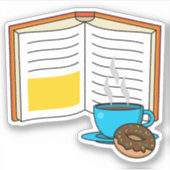 ブックコーヒーとドーナツの漫画 シール (正面)
