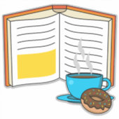 ブックコーヒーとドーナツの漫画 シール (正面)