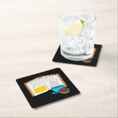 ブックコーヒーとドーナツの漫画 スクエアペーパーコースター (インサイチュ)