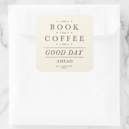 ブックコーヒーヴィンテージ引用文 スクエアシール (バッグ)