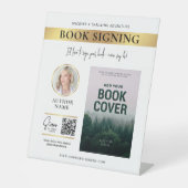ブックサイン帳カバー作家フォトホワイト&金ゴールド 台座サイン (正面)