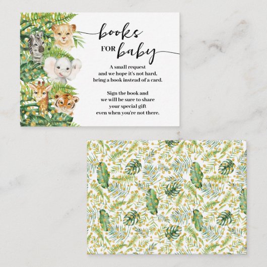 ブックサファリの動物の赤ちゃんシャワーカードを持って来る プレイスカード (正面/裏面)