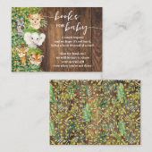 ブックサファリ素朴の赤ちゃんシャワーカードを持ち込む プレイスカード (正面/裏面)