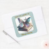 ブックスアンド蝶蔵書票 スクエアシール (封筒)