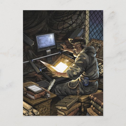 ブックスキャナー付きモンク葉書 ポストカード (正面)