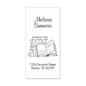 ブックスタックと開いているブックアドレスの蔵書票 ラバースタンプ (インプリント)