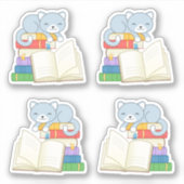 ブックスタックのかわいい猫たち4セット シール (正面)