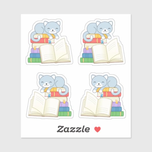 ブックスタックのかわいい猫たち4セット シール (シート)