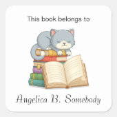 ブックスタックのかわいい猫たち – 蔵書票 (正面)