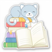 ブックスタックのかわいい猫 シール (正面)