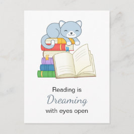 ブックスタックの引用文にかわいい読猫 ポストカード
