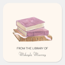 ブックスタックパーソナライズされた蔵書票 スクエアシール