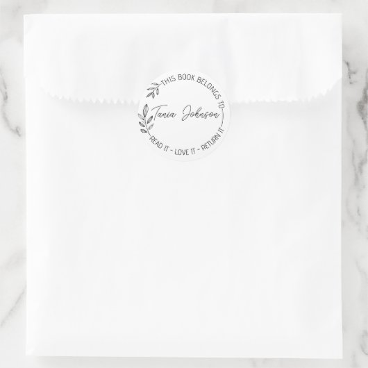 ブックステッカー、蔵書票カスタムモダンフローラ ラウンドシール (バッグ)