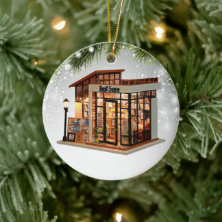 ブックストア図書版ブックワームのライターリーダー セラミックオーナメント