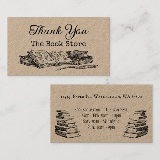 ブックストア編集可能ヴィンテージアートロイヤリティ 名刺 (正面/裏面)