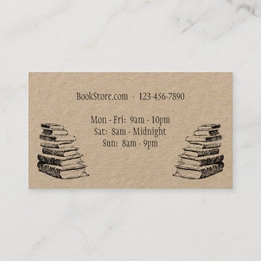 ブックストア編集可能ヴィンテージアート名刺 名刺 (裏面)