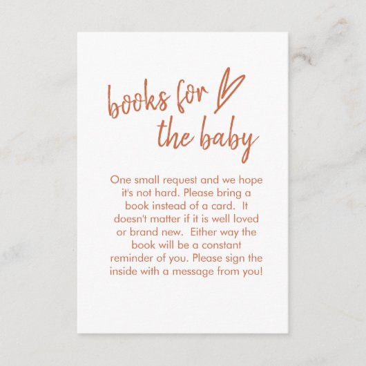 ブックスフォーボホミニマルベビーハートテラコッタ エンクロージャーカード (正面)