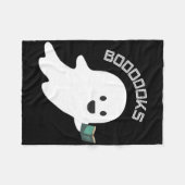 ブックスブー幽霊読の面白いハロウィーンの本愛好家 フリースブランケット (正面(横))