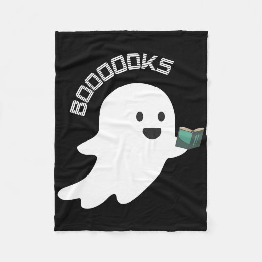 ブックスブー幽霊読の面白いハロウィーンの本愛好家 フリースブランケット (正面)